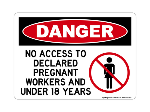 No Access To Declared Pregnant Workers And Under 18 Years (No Entry Symbol), Danger Sign