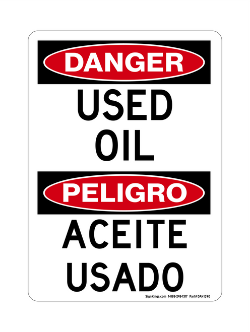 Used Oil English/Spanish, Danger Sign