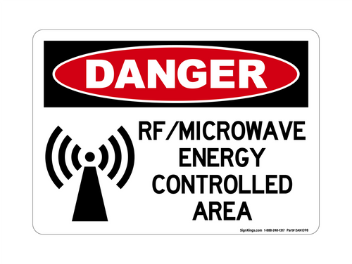 RF Microwave Hazard Authorized Personnel Only Beyond This Point (Radiation Symbol), Danger Sign