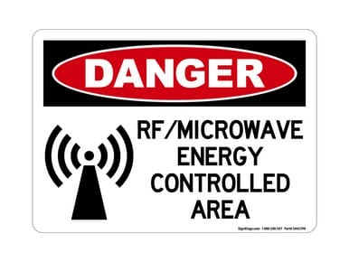 RF Microwave Hazard Authorized Personnel Only Beyond This Point (Radiation Symbol), OSHA Danger Sign