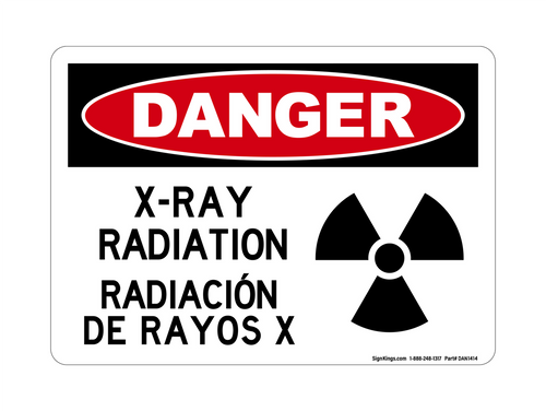 X-Ray Radiation (Radiation Symbol) English/Spanish, Danger Sign