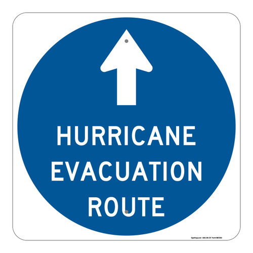 Hurricane Evacuation Route, Emergency Road Sign