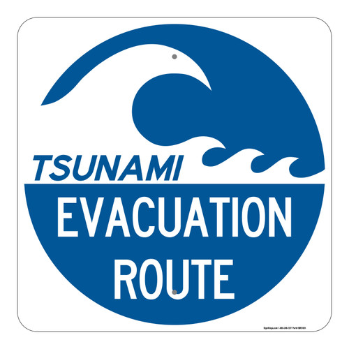 Tsunami Evacuation Route, Emergency Road Sign