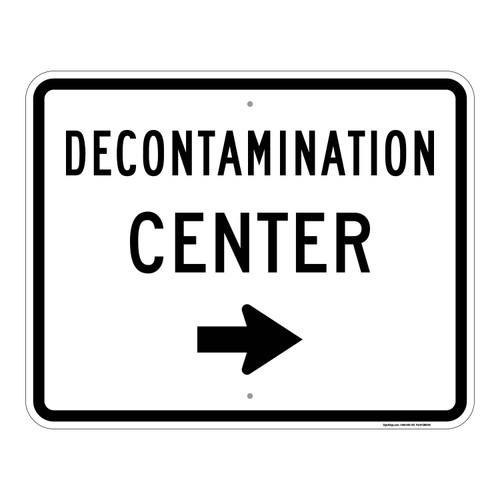 Decontamination Center (Right Arrow), Emergency Road Sign