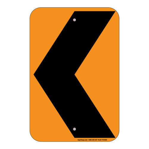Sharp Left Curve Warning, Temporary Traffic Control Sign