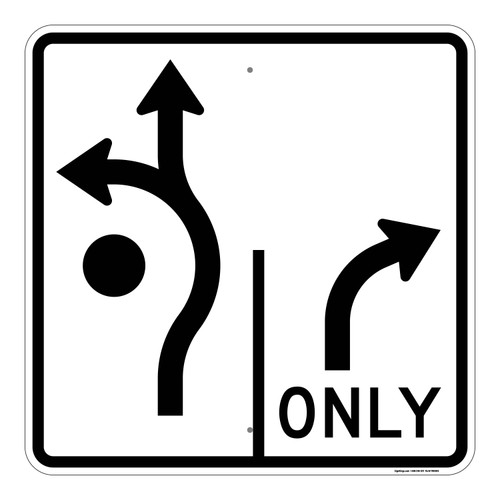 Intersection Lane Control (2 Lane, Right Turn Only), Turning Control Sign