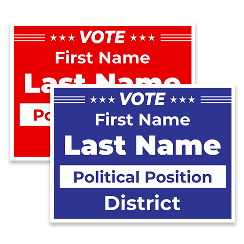 Custom Political Yard Sign - Solid Blue/Red