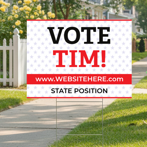 Custom Vote Yard Sign - Stars Red Example 24"x18"