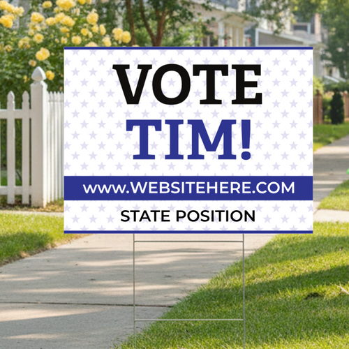 Custom Vote Yard Sign - Stars Blue Example 24"x18"