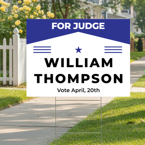 Custom Campaign Yard Sign - "Chevron" Header In Blue  24"x18"