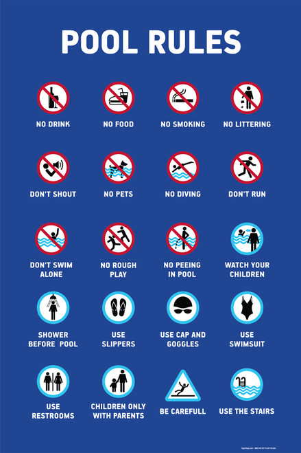 Pool Rules -Blue, Pool Sign