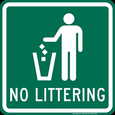 No Littering, Do Not Litter Sign