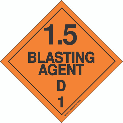 Hazard Class 1.5 Blasting Agent D, Hazmat Placard