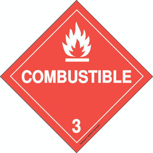 Hazard Class 3 Combustible, Hazmat Placard