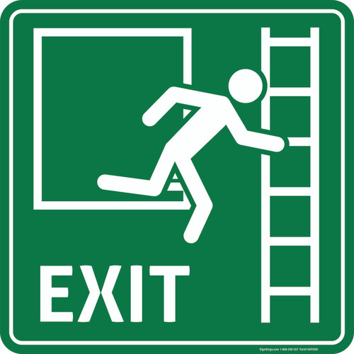 "Exit Sign (Ladder Symbol)", Safety Sign (Part#: SAF1000)
