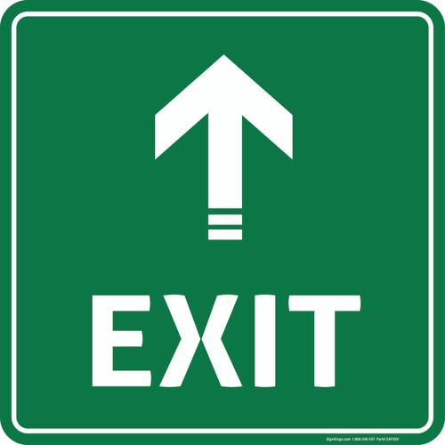"Exit (Ahead Arrow)", Safety Sign (Part#: SAF1001)