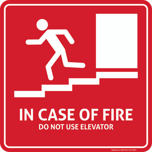 In Case Of Fire Do Not Use Elevator (Stair Symbol), Safety Sign