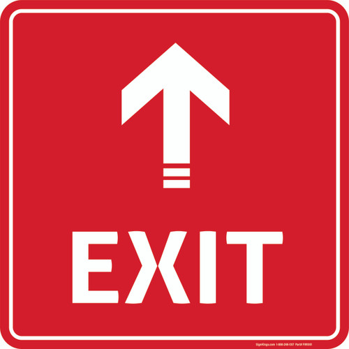 Exit - Red (Ahead Arrow), Safety Sign