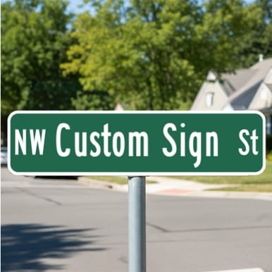 Preview of Green/White Custom MUTCD Street Sign, 6"x24"