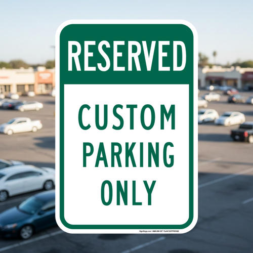 Preview of Reserved CUSTOM Parking Only Green, 12"x18" Parking Sign