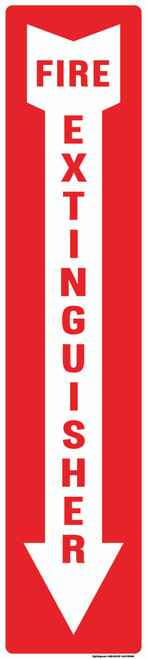 Fire Extinguisher Sign - Full Red / No Border Arrow, Fire Safety Sign 4"x18"