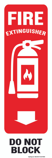 Fire Extinguisher Do Not Block Sign (with Symbol), Fire Safety Sign 12"x36"