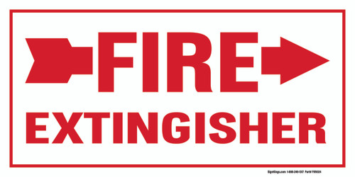 Horizontal Fire Extinguisher Sign with Right Arrow, Fire Safety Sign 9"x18"