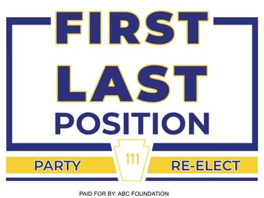 Custom Pennsylvania Government Candidate, White/Blue/Gold (Part#: YRD1003)