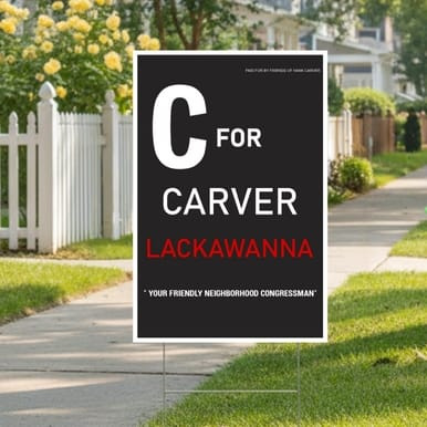 Custom Campaign Yard Sign - Minimalist Red/Blue Font (Part#: YRD1033)