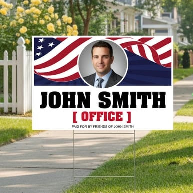 Custom Vote Yard Sign - Image, Stars & Stripes (Part#: YRD1007)