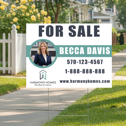 "For Sale - Style 1", Real Estate Sign 24"x18" In Green Sage and Gray.