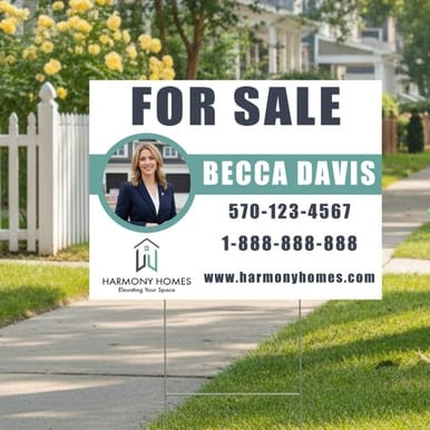 "For Sale - Style 1", Real Estate Sign 24"x18" In Green Sage and Gray.