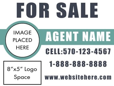 "For Sale - Style 1", Real Estate Sign (Part#: REA1001), "For Sale - Style 1", Real Estate Sign 24"x18" In Green Sage and Gray.