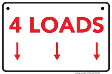 4 Loads (Down Arrows), Laundromat Sign (Part#: WSH1000)