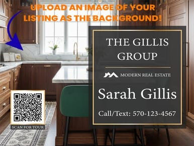 Listing Display (Dark)- Upload Background, Real Estate Sign (Part#: REA1007)