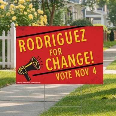 Megaphone and Candidate Name, Campaign Sign (Part#: YRD1038)