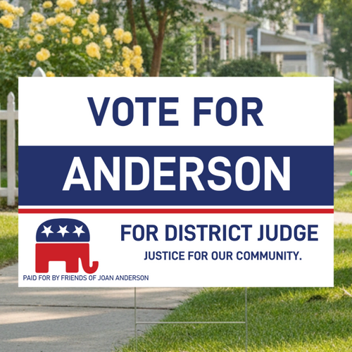 Vote For [ Candidate ] - Republican, Campaign Sign Example - 24"x18" Horizontal Yard Sign.