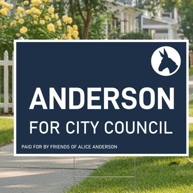 Candidate and Office - Democrat Silhouette", Campaign Sign (Part#: YRD1044)