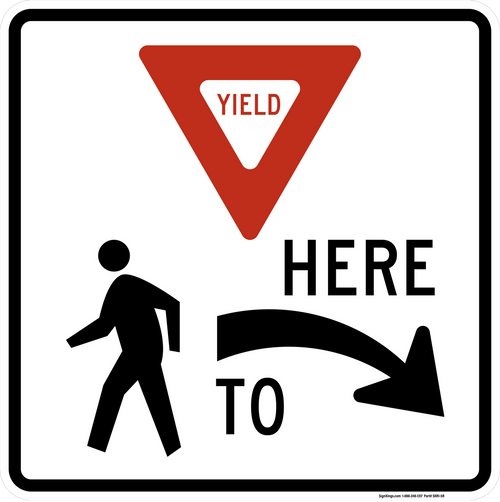 Yield Here To Pedestrians (Right), MUTCD