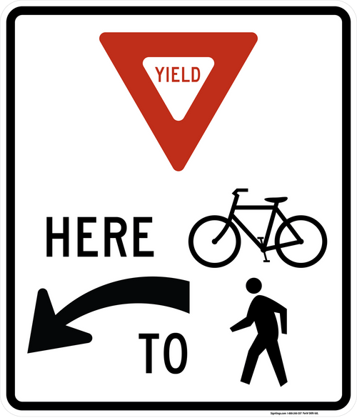 Yield Here to Trail Crossing (Left Arrow), MUTCD