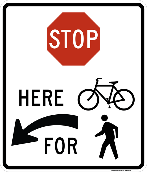 Stop Here for Trail Crossing (Left Arrow), MUTCD (Part#: SKR1-5eL)