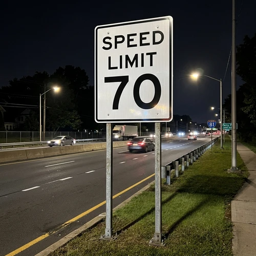 Speed Limit 70 sign, R1-2 48"x60", Highway Speed sign