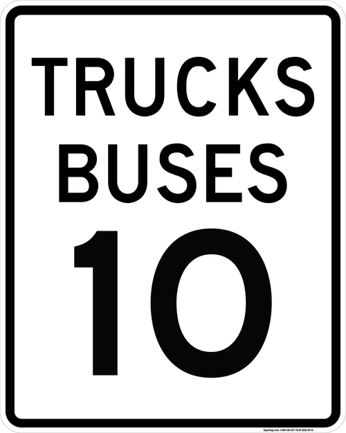 Trucks Buses Speed Limit 10 MPH, MUTCD Sign,  24"x 30"