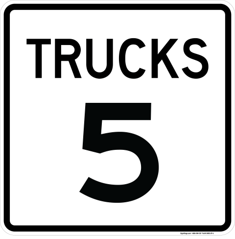 Trucks Speed Limit 5 MPH Plaque, MUTCD Sign