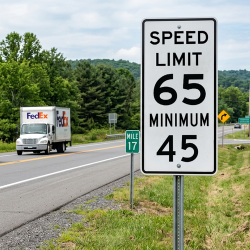 Combo Speed Limit 65 Max 45 min Speed Limit sign, R2-4a 36"720"