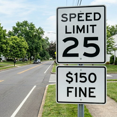 $150 Fine with Speed Limit sign, R2-6bP