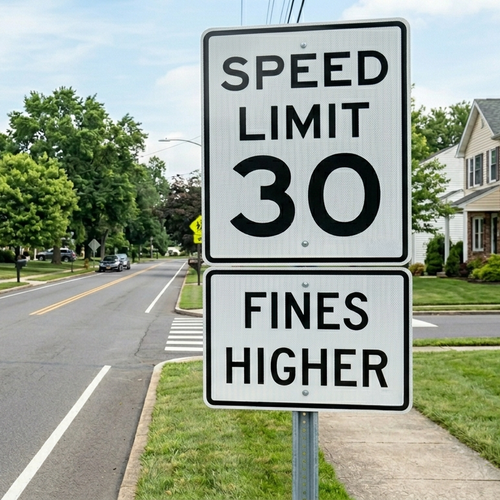 Fines Higher with Speed Limit sign, R2-6P