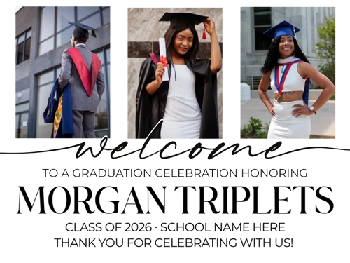 Welcome To A Graduation Celebration [ Upload 3 Images ] Yard Sign.