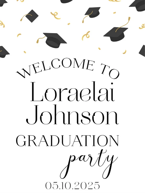 Welcome To Grad Party [ Add Name + Date ], Sign.
