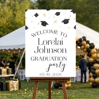 Welcome To Grad Party [Add Name + Date] - Yard Sign (Part#: YRD1060)